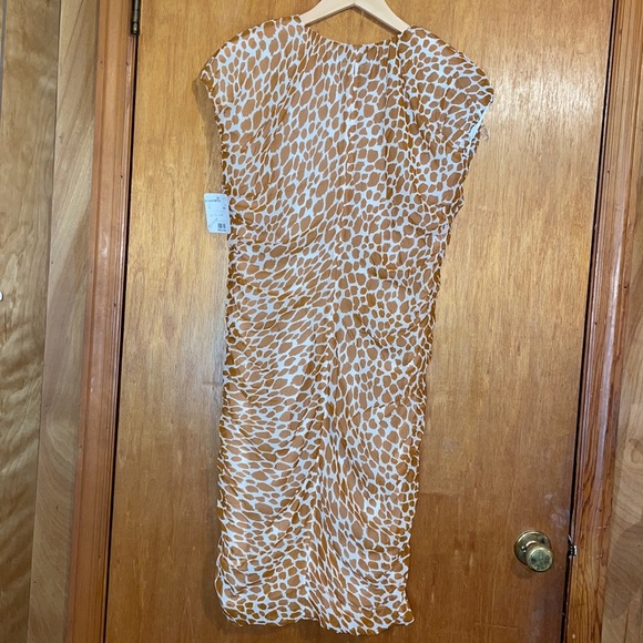 •DONCASTER•NWT 100% SILK RUFFLE GIRAFFE PRINT FRONT FULL 2-WAY ZIP DRESS SIZE 8 - Picture 4 of 10